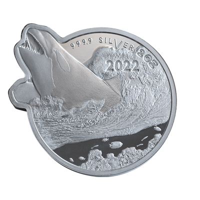 A picture of a Pièce d’argent de 2 oz de la série Prédateurs des mers : L’épaulard (2022)